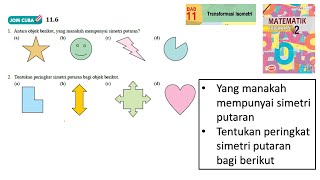 KSSM Matematik Tingkatan 2 Bab 11 Transformasi isometri jom cuba 116 no 1 no2 buku teks [upl. by Innor]