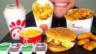 ASMR Burger King vs ChickFilA Mukbang Chicken Nuggets Mac N Cheese Whopper Fries No Talking Eat [upl. by Hanzelin]