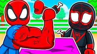 Roblox Arm Wrestling Simulator with Spiderman amp Miles [upl. by Eiramanel]