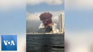 Beirut Explosion Seen From Nearby Boat [upl. by Latona]