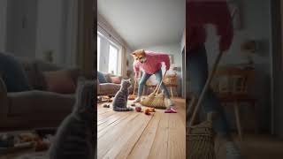 quarrel at home cat midjournay catlover shortsvideo funny shortsfeed shortscat catshorts [upl. by Kallman]