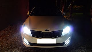 21x5630 vs 30x5050 SMDLED H8 Bulbs Test on a KIA OPTIMA [upl. by Oringa]