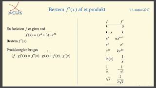 Differentialregning  Produktreglen [upl. by Anchie]