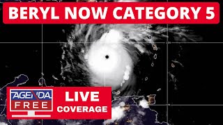 Hurricane Beryl Now A Category 5  LIVE Breaking News Coverage [upl. by Novla]