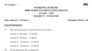 class 8 English Marking scheme071024Mid term exam answersofficialanswerkey8english [upl. by Pantheas964]