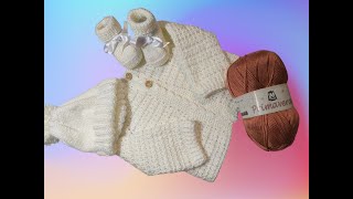 PRESENTACION Conjunto a DOS AGUJAS y CROCHET para BEBES de 6 a 9 meses [upl. by Ainavi]