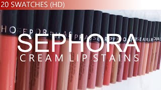 20 Swatches of the Sephora Cream Lip Stains NEW HD VERSION  AnnieKoyo [upl. by Lucias]