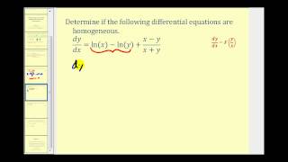 Determine if a FirstOrder Differential Equation is Homogeneous  Part 1 [upl. by Nonnahsed939]