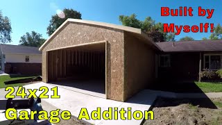 Solo Garage Build  Addition With Detailed Roof TieIn  MY DIY [upl. by Loveridge]