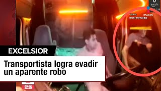 Conductor de tráiler escapa de intento de robo en la carretera TuxpanCDMX [upl. by Dag]