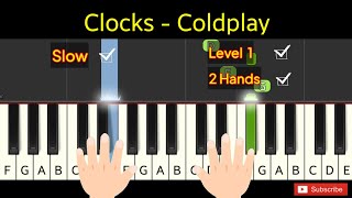 Clocks Coldplay  piano easiest level 1 [upl. by Levon]