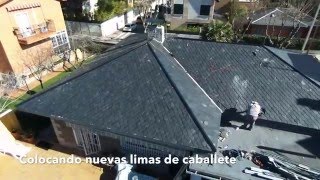 sustitución de limas de caballete en tejado de pizarra en Pozuelo de Alarcon Andres Ramos® [upl. by Landers427]