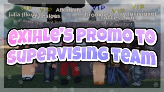 Exihles Promotion To Supervising Team  Frappe ROBLOX [upl. by Brunk]