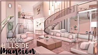 BLOXBURG Modern Hillside Blush Mansion  house build 🪷 [upl. by Lodie]