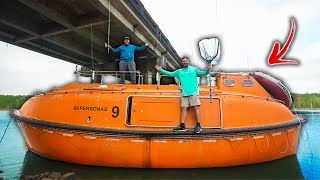 Camping In My 64 Person Enclosed LIFEBOAT Under A Bridge [upl. by Assila714]