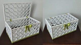 DECORATIVE CHEST BY PAPER RINGS  How to Make Chest with Paper  Diy waste paper craft [upl. by Apple232]