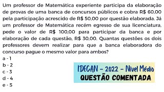 RACIOCÍNIO LÓGICO IDECAN CAERNRN 2023 QUESTÃO 9 [upl. by Anaitsirk]