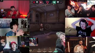 Valorant prosstreamers reacts to 100T Cryos 1v2 ACE Clutch on ASCENT against SENTINELS [upl. by Pul514]