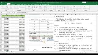 ASTM C469 Modulus of Elasticity amp Poissons Ratio in Excel  Stress Strain Concrete Cylinder Part 4 [upl. by Kavanagh]