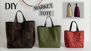 DIY  Market Tote turn one piece of fabric into this gorgeous bag Super easy Beginner friendly [upl. by Alameda]