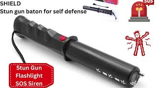 Stun gun self defense Rechargeable LED Torch  Baton  Siren Electric Shock Device [upl. by Seravat]