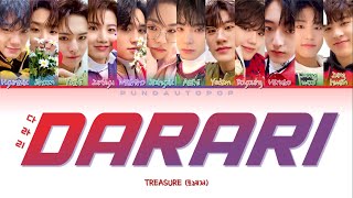 TREASURE 트레저 quot DARARI 다라리 quot Lyrics ColorCodedENGHANROM가사 [upl. by Thirzi]