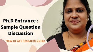 PhD Entrance Exam  Sample Question Discussion  How to Select Research Guide [upl. by Dyraj]