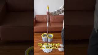 Microfiber flat spin mop bucket set pvamop spongemop spinmop 360mop home household mopbucket [upl. by Meeka197]