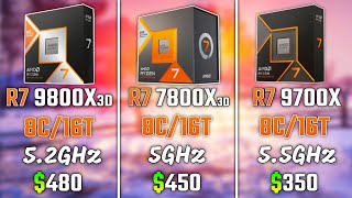 RYZEN 7 9800X3D vs RYZEN 7 7800X3D vs RYZEN 7 9700X  Test in 6 Games [upl. by Federica]