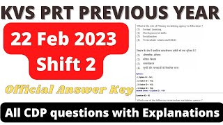 KVS PRT Previous year 22 Feb 2023 shift 2 CDP Question  KVS CDP Previous year  KV Previous year [upl. by Esineg]