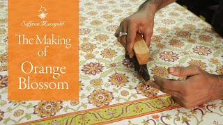 Indian Wood Block Printing On Fabric The Making Of Our Floral Orange Blossom Pattern [upl. by Eiramalegna122]