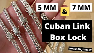 5mm amp 7mm Silver Box Lock Cuban Link Chain [upl. by Jolda]