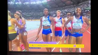 Alexis Holmes upsets Femke Bol for a USA WORLD RECORD in mixed 4x400 I CANT BELIEVE THIS HAPPENED [upl. by Isteb]