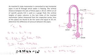 problems on inverted U tube Manometer in English [upl. by Melloney]