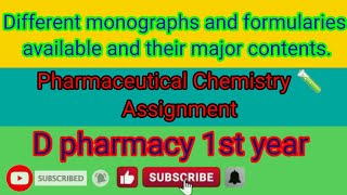 Different monographs and formularies available and their major contents d pharmacy assignment [upl. by Janek607]