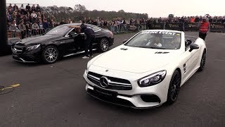 2018 MercedesAMG SL63 vs MercedesAMG S63 Coupe vs Liberty Walk GTR [upl. by Kcirad]