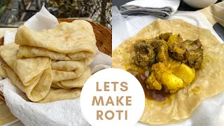 LETS MAKE ROTI  curry chicken  chickpeaPotato  Dosti roti [upl. by Afaw]