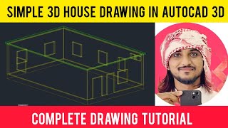 How to Draw a Simple 3D House in AutoCAD 3D Complete Drawing Tutorial  AutoCAD 3D Modelling [upl. by Arathorn]