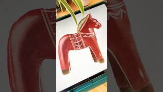 Drawing a Dalecarlian Horse with Realistic Watercolor Kit for procreate procreateart drawingdemo [upl. by Zena]