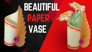 how to make paper flower vase Easy tutorial for beautiful home decoration [upl. by Caryl]