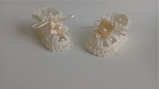 zapatitos para bautizo a crochet bebe 2 a 4 meses [upl. by Fabriane]