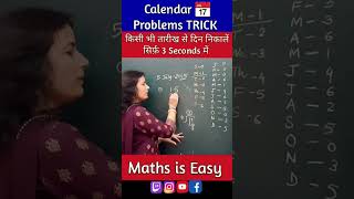 Calendar trick  Kisi bhi date se din nikale  Calendar Reasoning Trick for SSC cglchslshorts yt [upl. by Nicolau]