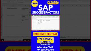 SAP SuccessFactors Employee Central Training Video 37 3rd Oct 2024 sapsuccessfactorstraining [upl. by Rehpotsirk490]