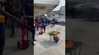 Nigerias Fire Service couldnt put off fire in a wheelbarrow during a fire safety demonstration [upl. by Reffotsirhc]