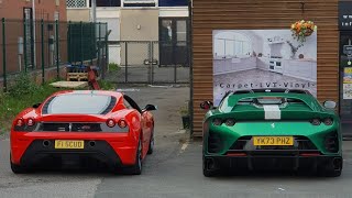 cars in alderley edge May 11thFerrari F40 812comp Aperta X2 360CS Aventador SV X2 aventador S [upl. by Etteuqal326]