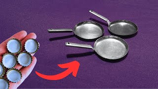 Diy miniature frying pan  Making an amazing mini frying pan with a Recycled metal soda lid [upl. by Tatianna787]