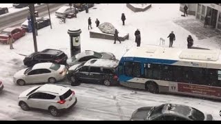 Snow Causes MultiVehicle Pileup [upl. by Rehpetsirhc]