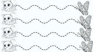 Basic lines 💫➿Spiral lines  Zigzag lines  Slanting lines for Preschoolers and nursery [upl. by Legra]