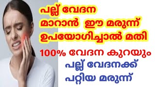 പല്ല് വേദനക്ക് പറ്റിയ മരുന്ന്പല്ല് വേദന മാറാൻ ഈ മരുന്ന് ഉപയോഗിച്ചാൽ മതിpallu vedana maran [upl. by Haliak]