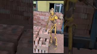 Robot worker arranges brick in warehouse [upl. by Onit]